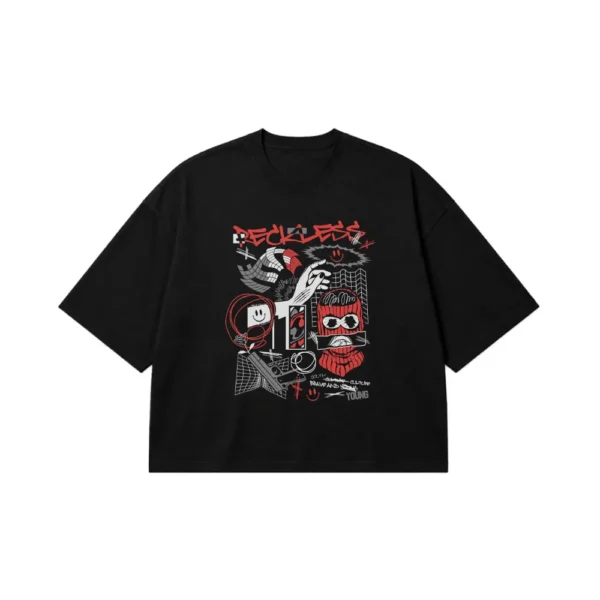 تیشرت باکسی استریت‌ویر طرح Reckless Rebel کد 26401