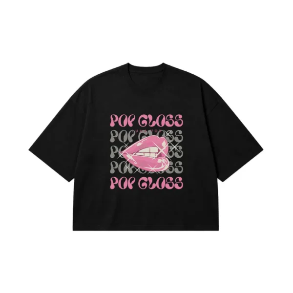 تیشرت باکسی لب صورتی طرح Pop Gloss کد 26505
