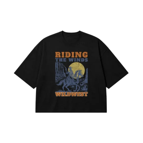 تیشرت باکسی وسترن طرح Riding The Winds کد 26727