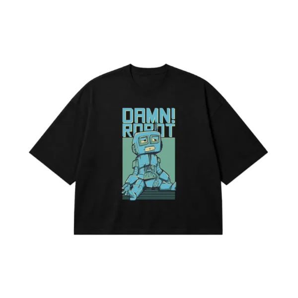 تیشرت باکسی ربات طرح کارتونی Damn Robot کد 26823