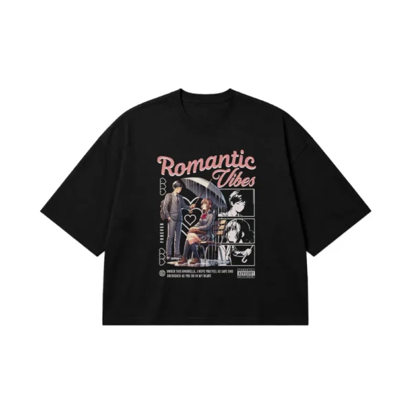 تیشرت باکسی انیمه طرح چتر عاشقانه Romantic Vibes کد 26861