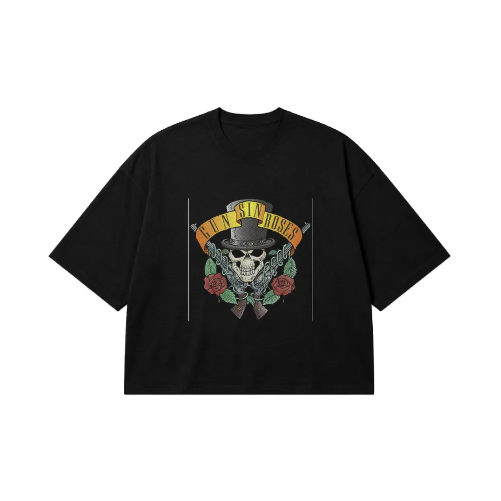 تیشرت باکسی گانز اند رزز طرح جمجمه و کلاه (Guns N' Roses) کد 26892
