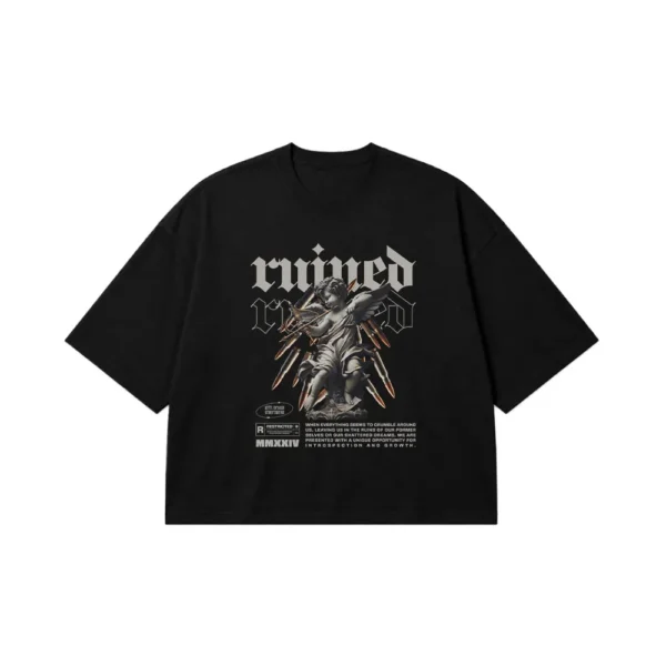 تیشرت باکسی مجسمه فرشته طرح Ruined کد 26905