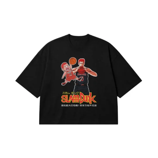 تیشرت باکسی انیمه اسلم دانک طرح دو بازیکن بسکتبال (Slam Dunk) کد 26999