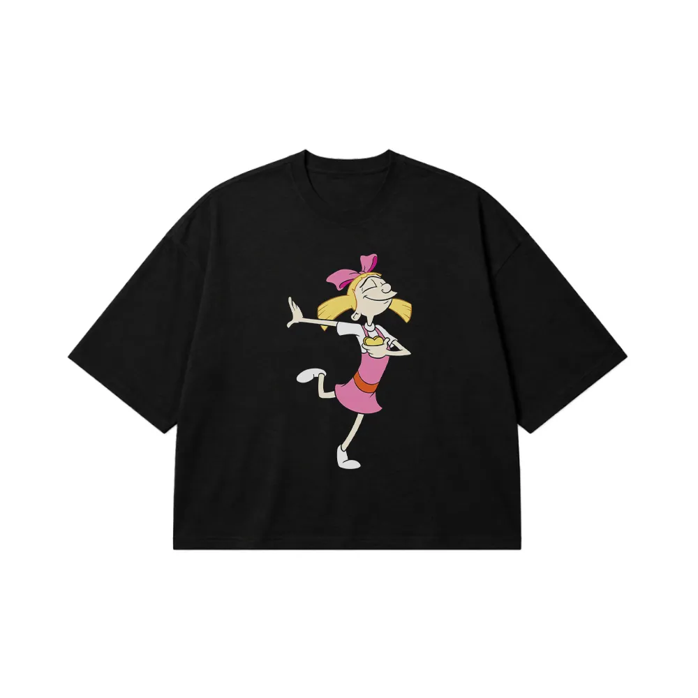 تیشرت باکسی کارتونی طرح هلگا (Hey Arnold) کد 27076