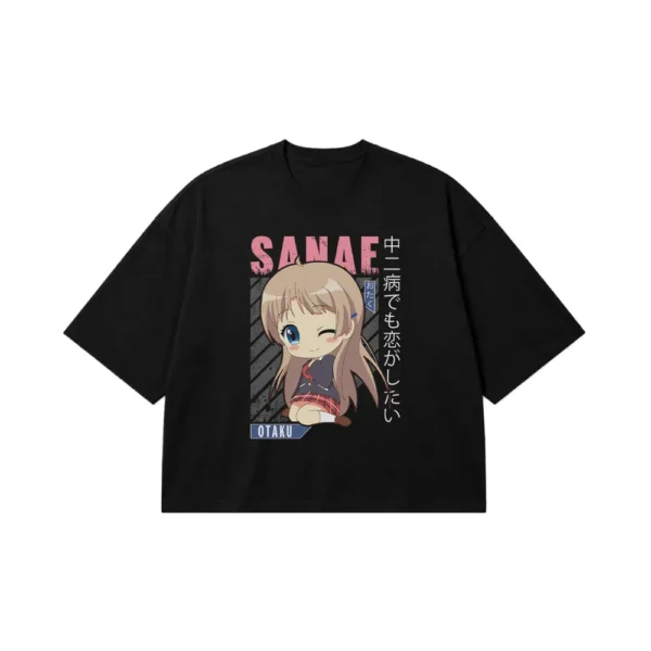 تیشرت باکسی انیمه دخترانه طرح Otaku Sanae کد 27080