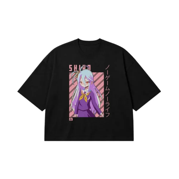 تیشرت باکسی انیمه No Game No Life طرح شیرو نشسته (Shiro) کد 27442