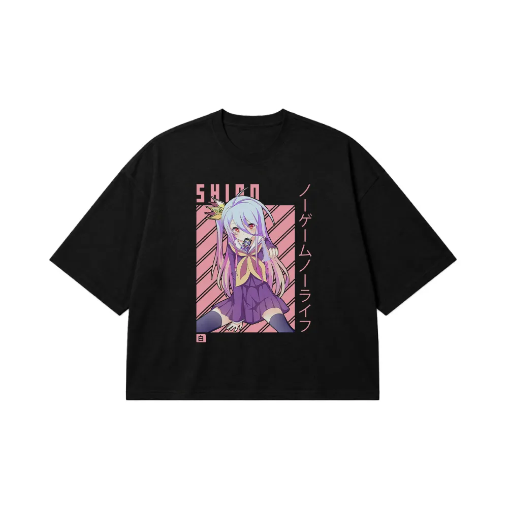 تیشرت باکسی انیمه No Game No Life طرح شیرو تاج (Shiro) کد 27444