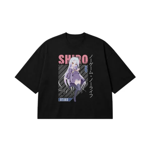 تیشرت باکسی انیمه No Game No Life طرح شیرو صورتی (Shiro) کد 27445