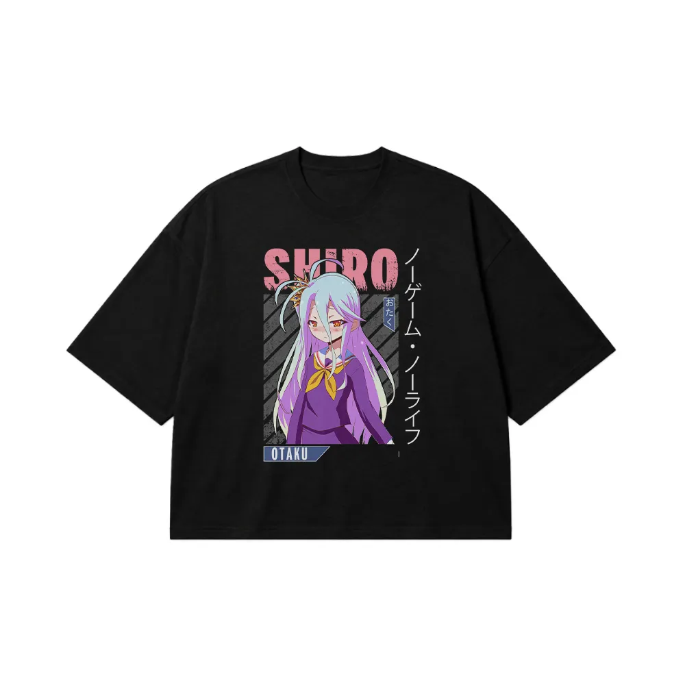 تیشرت باکسی انیمه No Game No Life طرح شیرو بنفش (Shiro) کد 27446