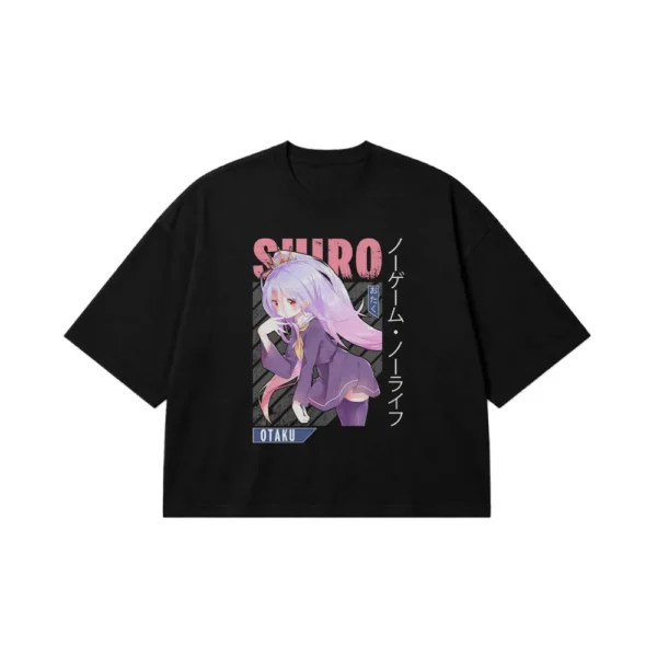 تیشرت باکسی انیمه No Game No Life طرح شیرو زانو زده (Shiro) کد 27447