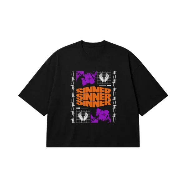 تیشرت باکسی تایپوگرافی Sinner کد 27563