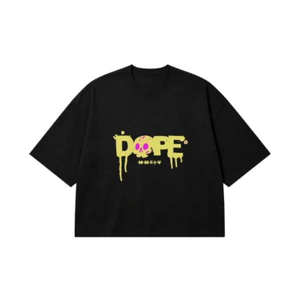تیشرت باکسی جمجمه طرح گرافیتی Dope کد 27660