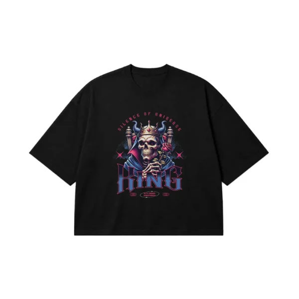 تیشرت باکسی جمجمه طرح King تاجدار کد 27665