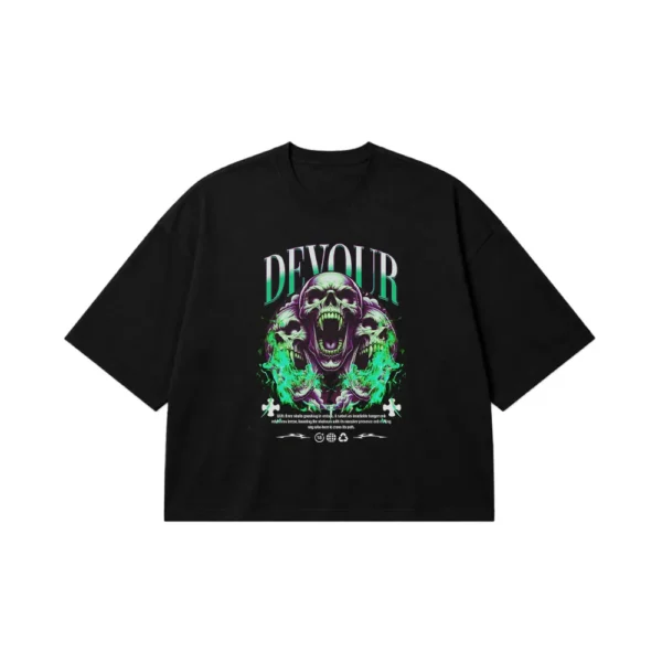 تیشرت باکسی جمجمه طرح Devour کد 27732
