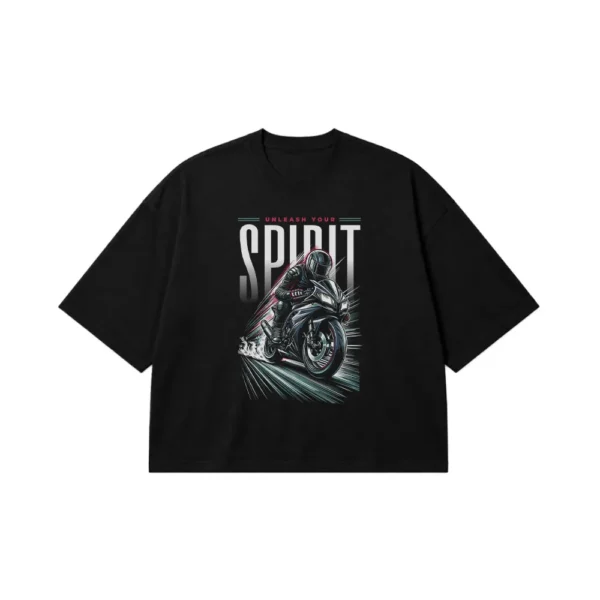تیشرت باکسی موتورسوار طرح Unleash Your Spirit کد 28191
