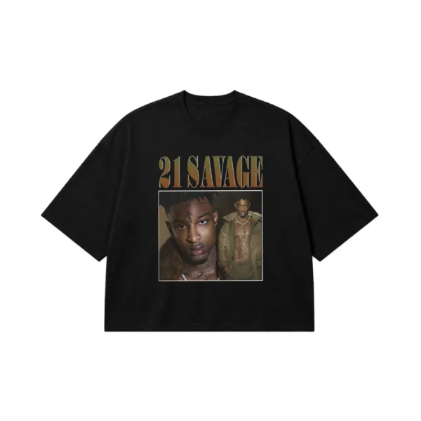تیشرت باکسی 21 سویج طرح پرتره (21 Savage) کد 28230