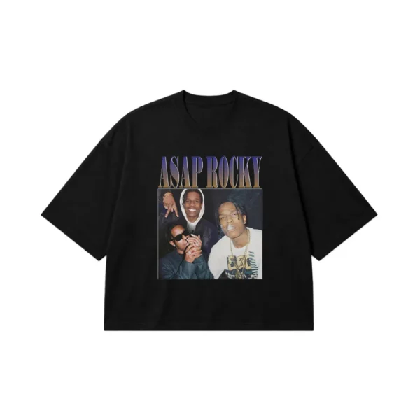 تیشرت باکسی ای‌سپ راکی طرح پرتره (ASAP Rocky) کد 28234