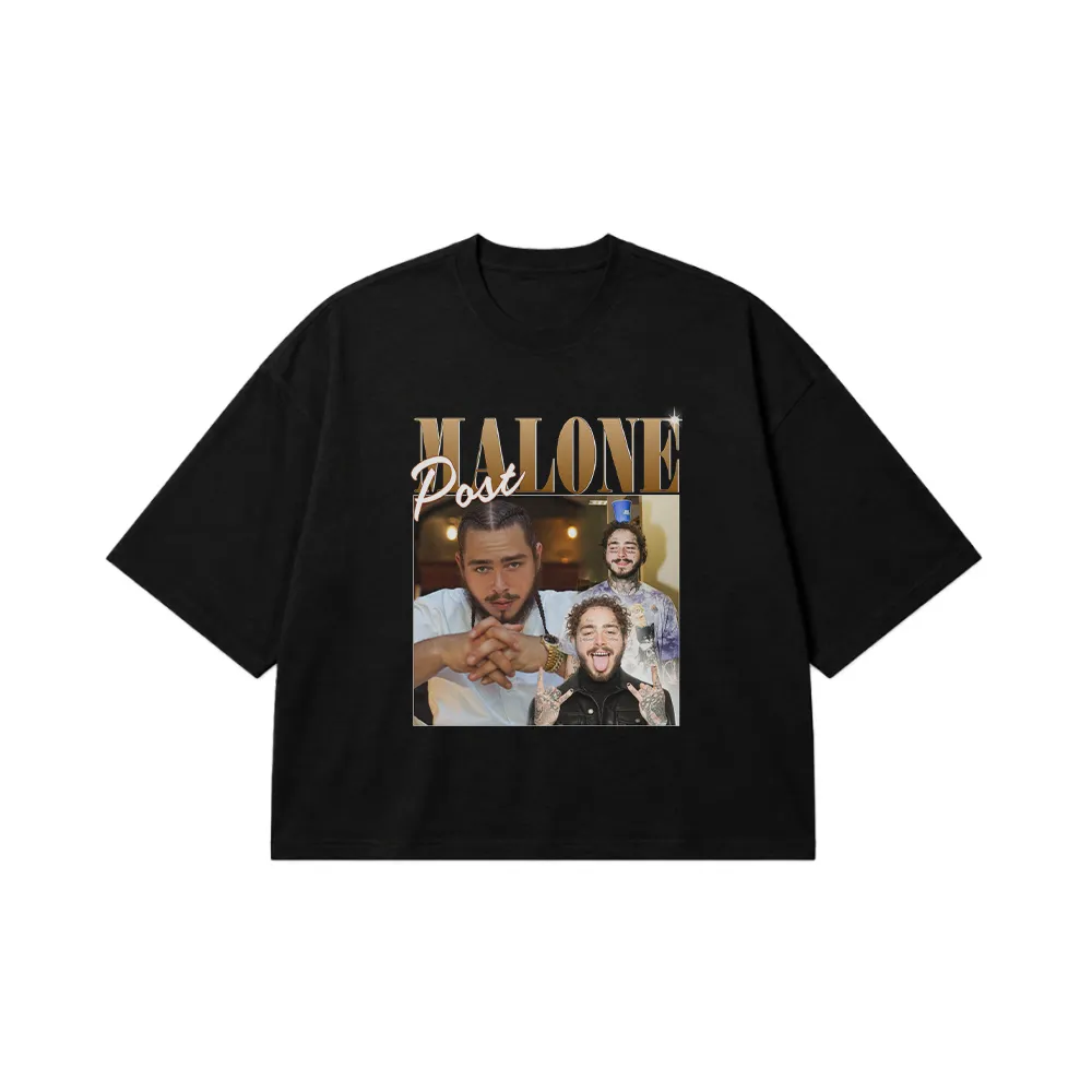 تیشرت باکسی پست مالون طرح پرتره دوم (Post Malone) کد 28286