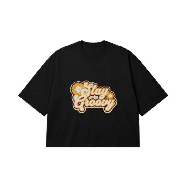 تیشرت باکسی تایپوگرافی رترو Stay Groovy کد 28369