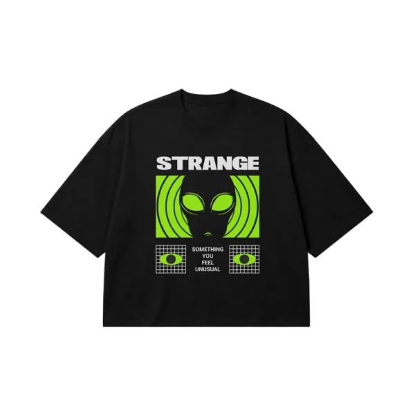 تیشرت باکسی بیگانه طرح Strange کد 28420