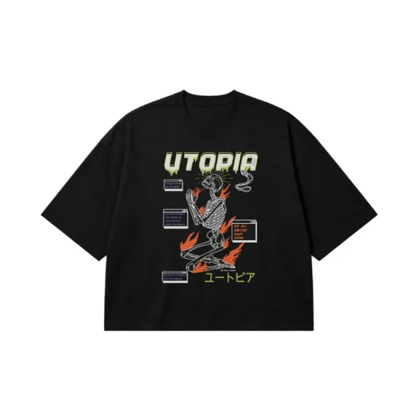 تیشرت باکسی جمجمه طرح Utopia کد 28456