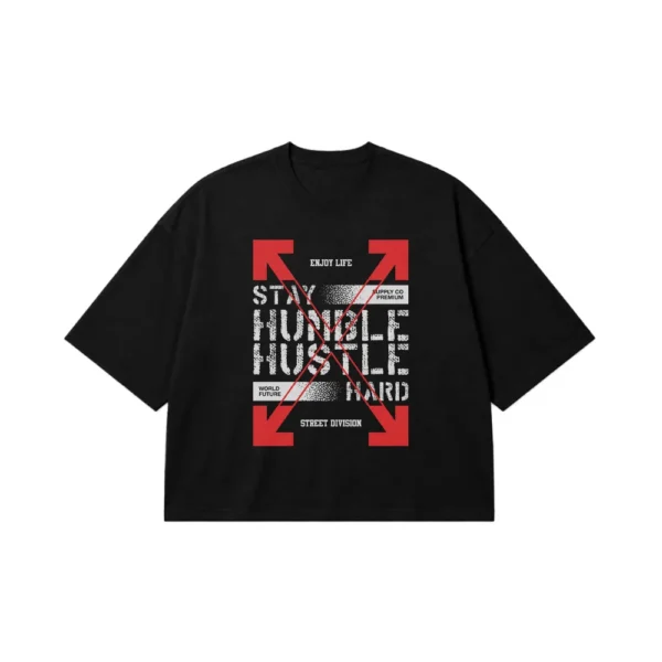 تیشرت باکسی طرح Stay Humble Hustle Hard Street Division کد 28464