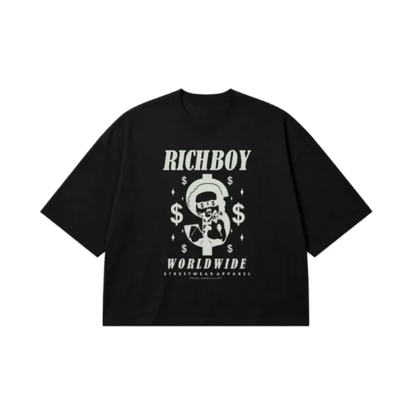 تیشرت باکسی پول و جمجمه طرح Richboy کد 28616