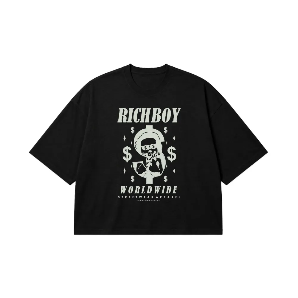 تیشرت باکسی پول و جمجمه طرح Richboy کد 28616