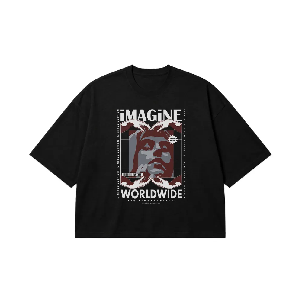 تیشرت باکسی پرتره استریت‌ویر طرح Imagine Worldwide کد 28618