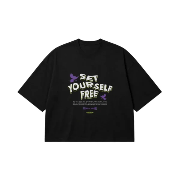 تیشرت باکسی انگیزشی طرح Set Yourself Free کد 28670