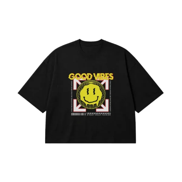 تیشرت باکسی حال خوب طرح Good Vibes کد 28696