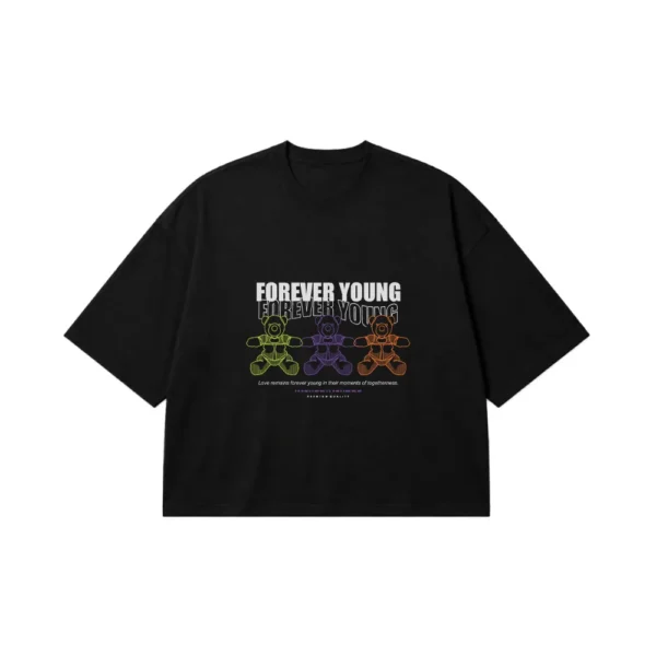 تیشرت باکسی خرس عروسکی طرح Forever Young کد 28706