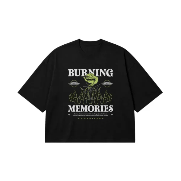 تیشرت باکسی خاطره‌انگیز طرح Burning Memories کد 28712