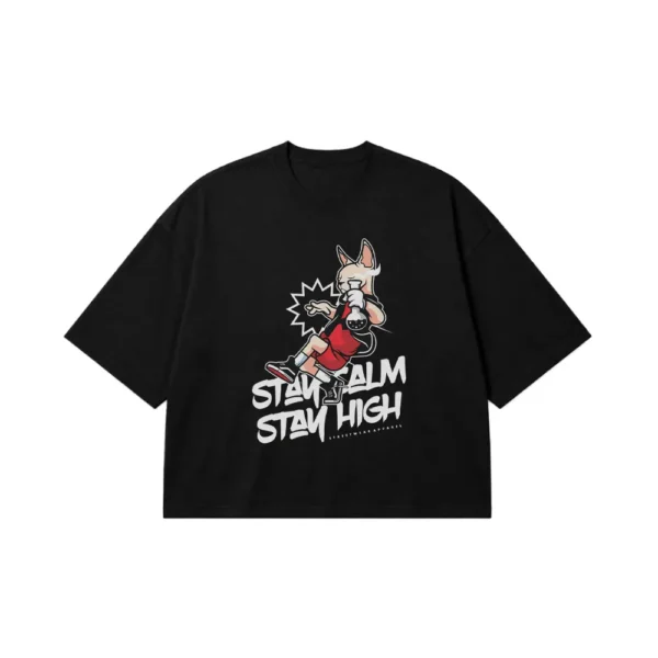 تیشرت باکسی تایپوگرافی Stay Calm Stay High کد 28742