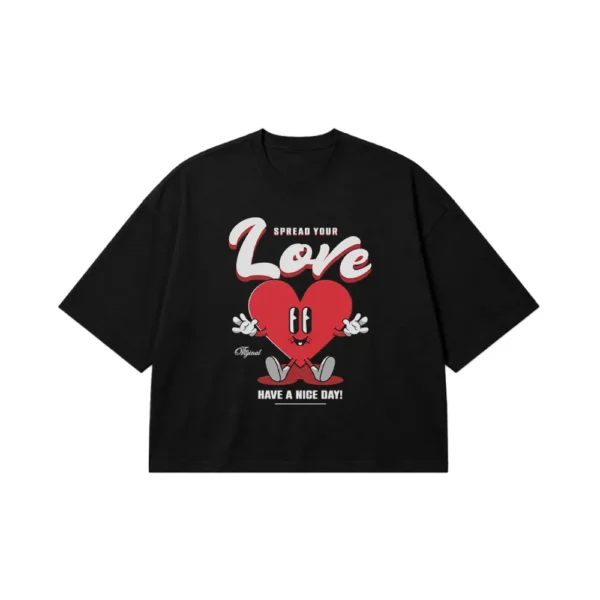 تیشرت باکسی قلب کارتونی طرح Spread Your Love کد 28794