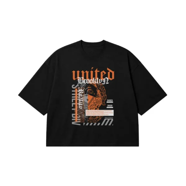 تیشرت باکسی ماسک‌دار طرح United Brooklyn کد 28844