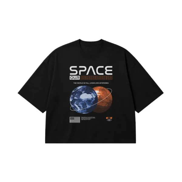 تیشرت باکسی فضایی طرح Space Our World کد 28872