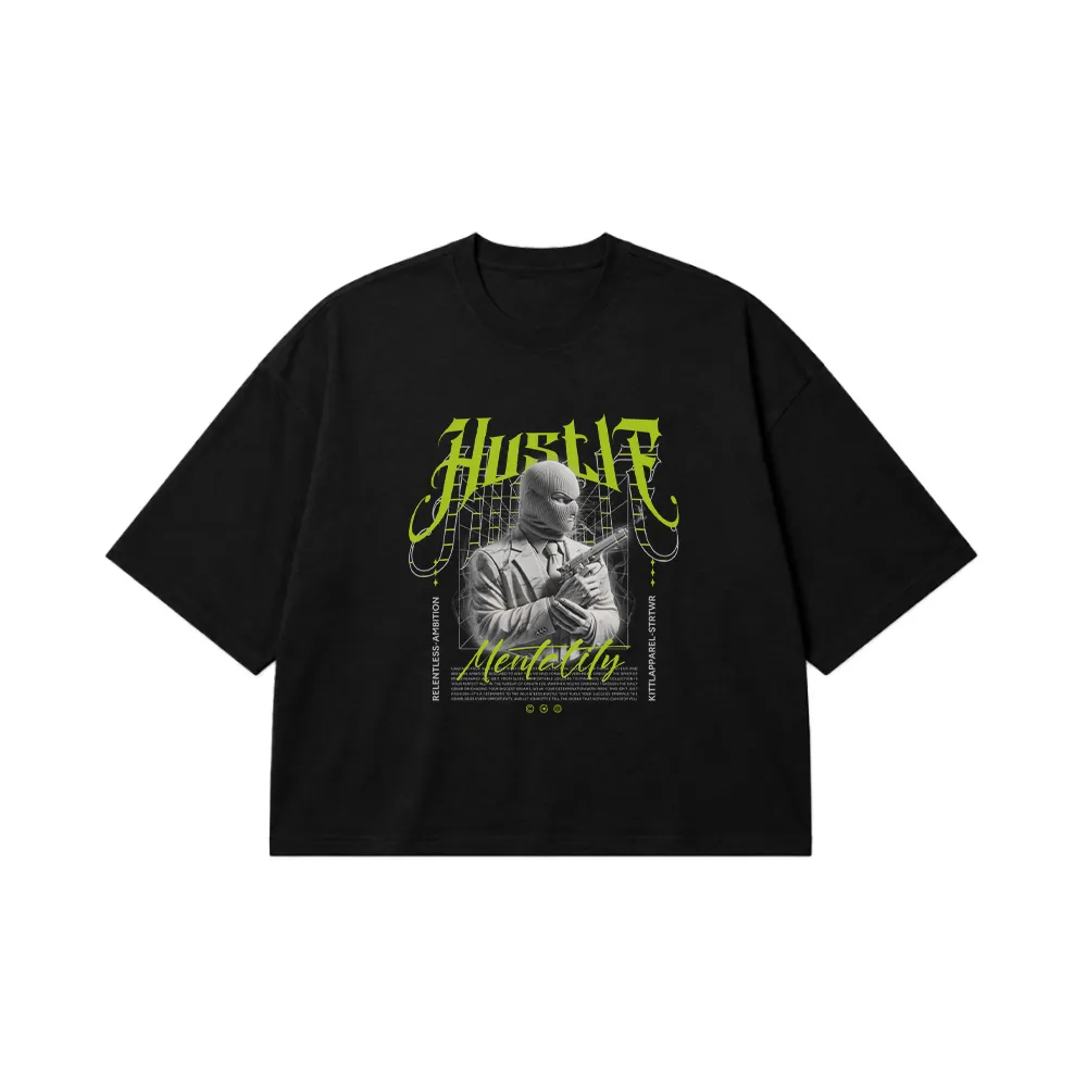 تیشرت باکسی دارک طرح Hustler Mentality کد 28970
