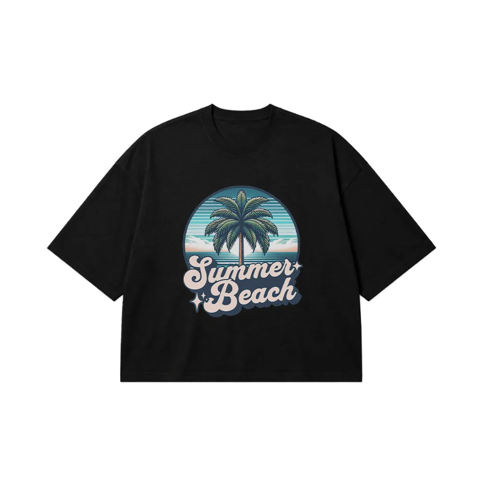 تیشرت باکسی ساحلی طرح Summer Beach کد 29030