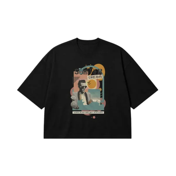 تیشرت باکسی تابستانی رترو طرح Summer Dreams کد 29032