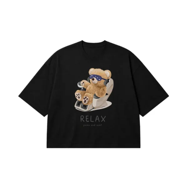 تیشرت باکسی خرس آرامش طرح Relax کد 29295