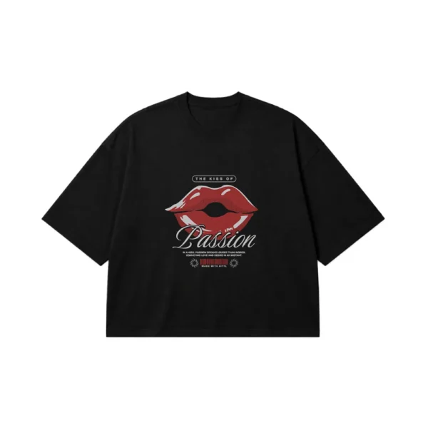 تیشرت باکسی لب طرح The Kiss of Passion کد 29486
