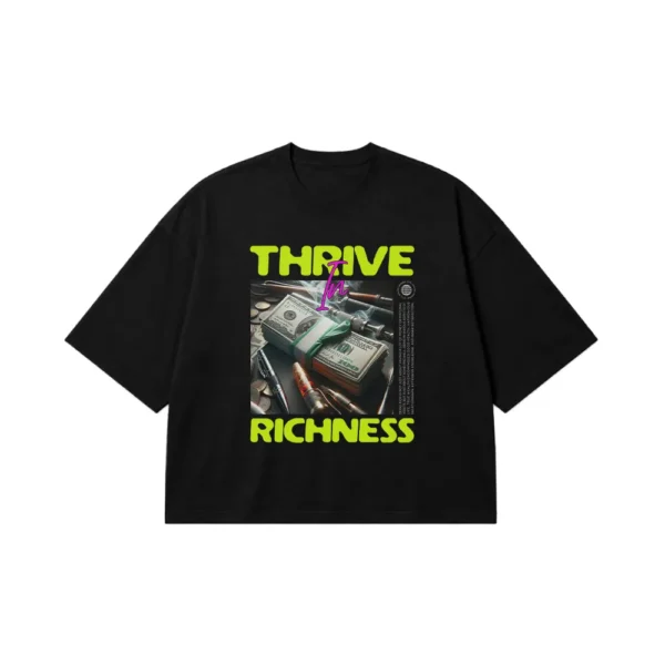 تیشرت باکسی انگیزشی ثروت طرح Thrive in Richness کد 29556