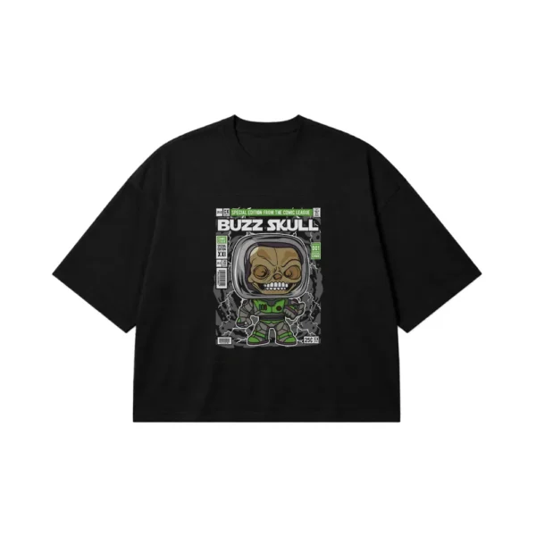 تیشرت باکسی جمجمه کارتونی طرح Buzz Skull کد 29697