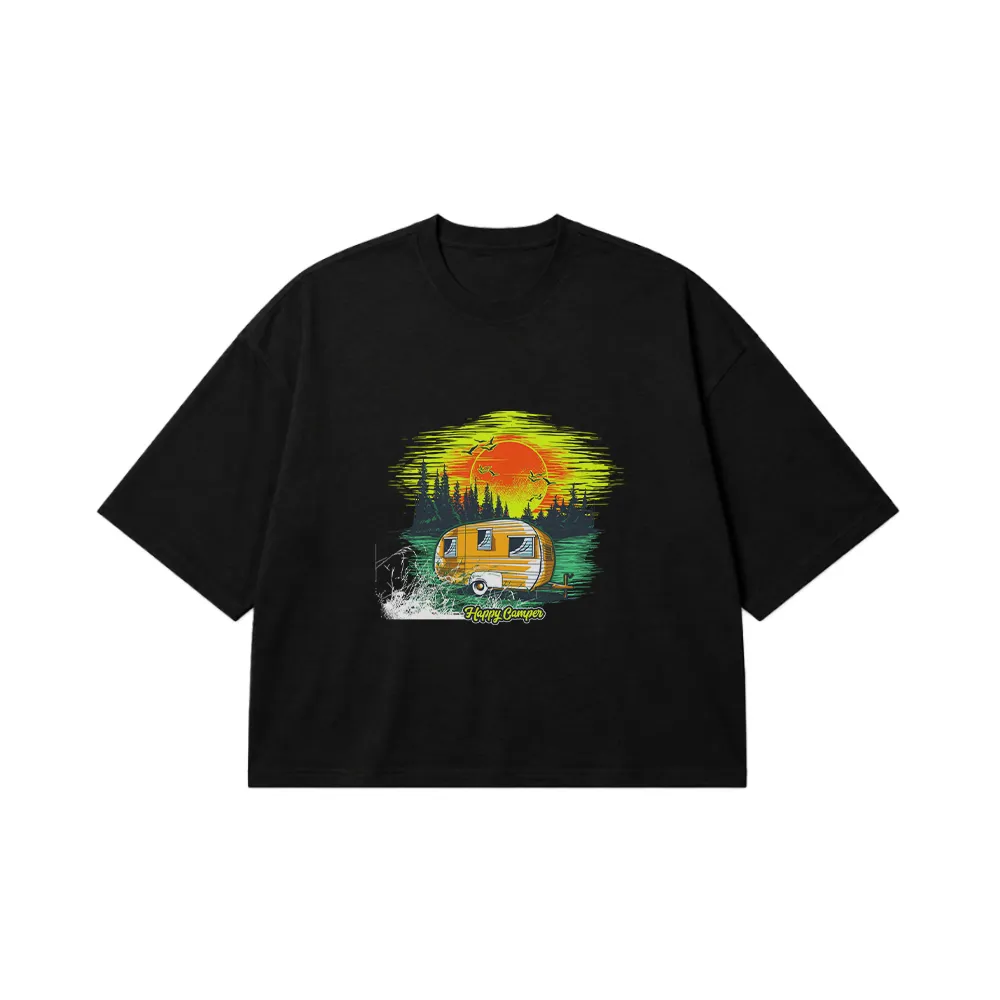 تیشرت باکسی کمپینگ طرح Happy Camper کد 29749