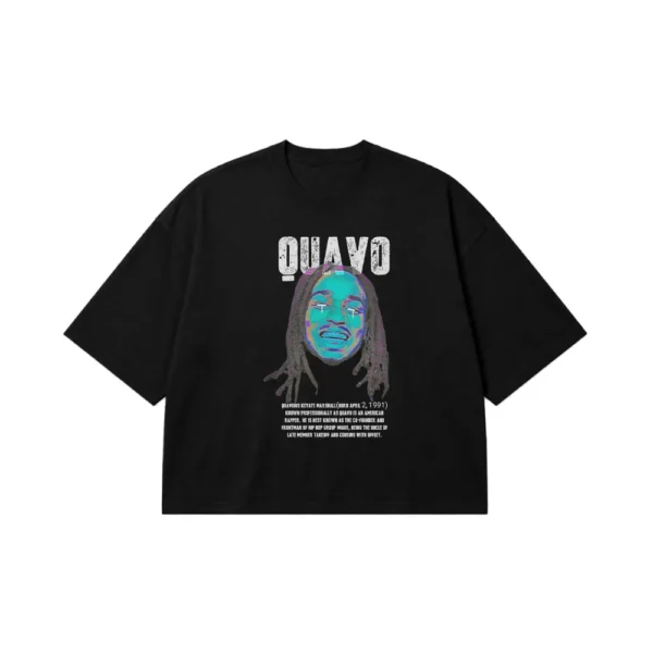 تیشرت باکسی کویوو طرح پرتره رپ (Quavo) کد 29805