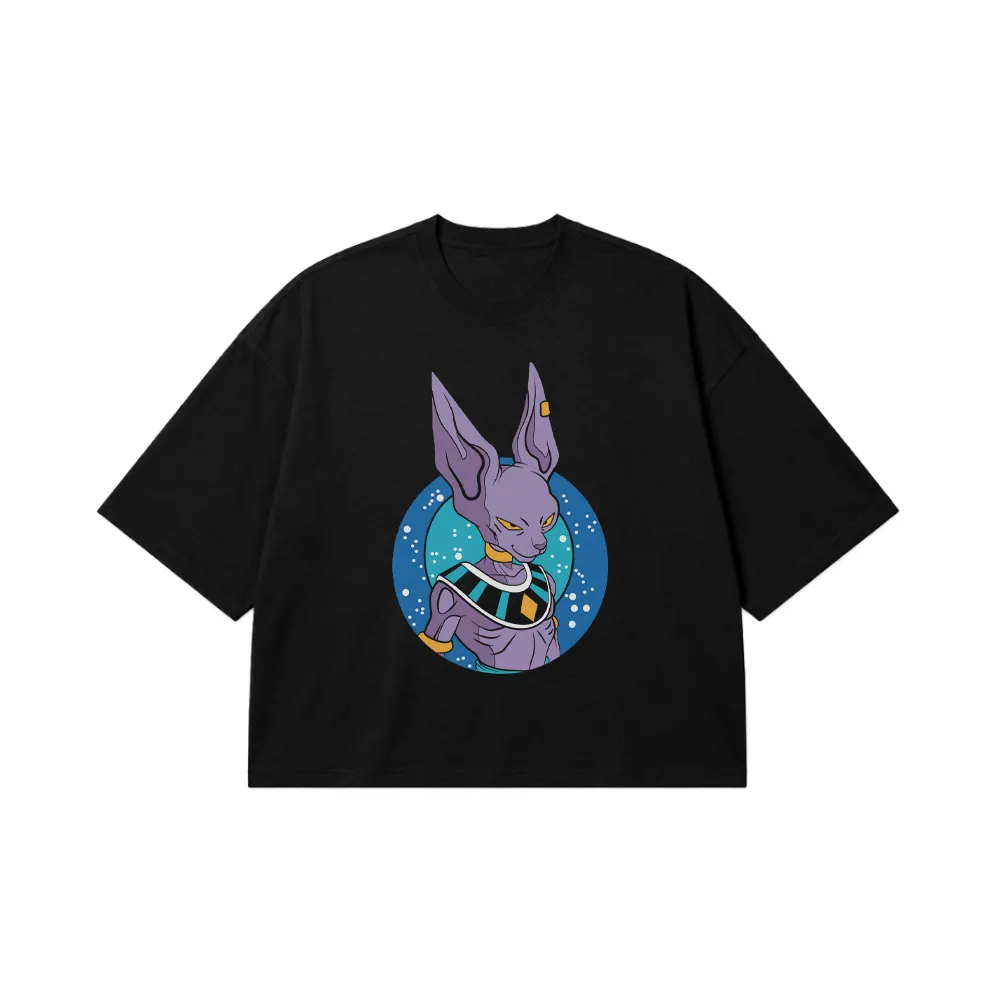 تیشرت باکسی انیمه دراگون بال طرح بیروس (Beerus) کد 29868