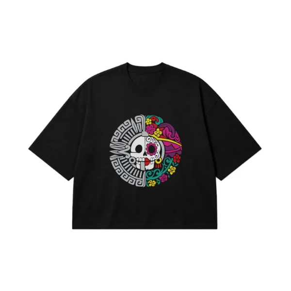 تیشرت باکسی جمجمه طرح آزتک (Aztec Skull) کد 29894