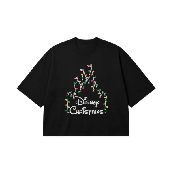 تیشرت باکسی دیزنی طرح قصر کریسمسی (Disney Christmas) کد 29896
